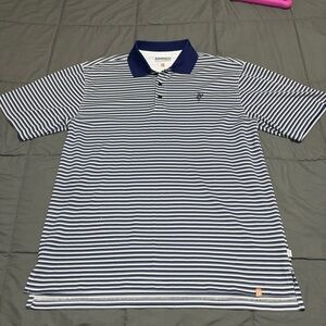 Ashworth Golf Shirt Polo‎ Mens XLarge Navy Blue White Stripe